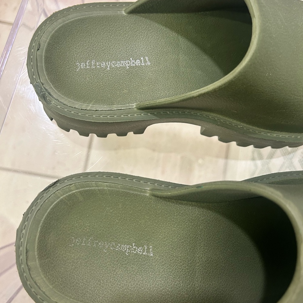 Jeffrey Campbell Olive Green Lug Sole Platform Clogs - Picture 3 of 5